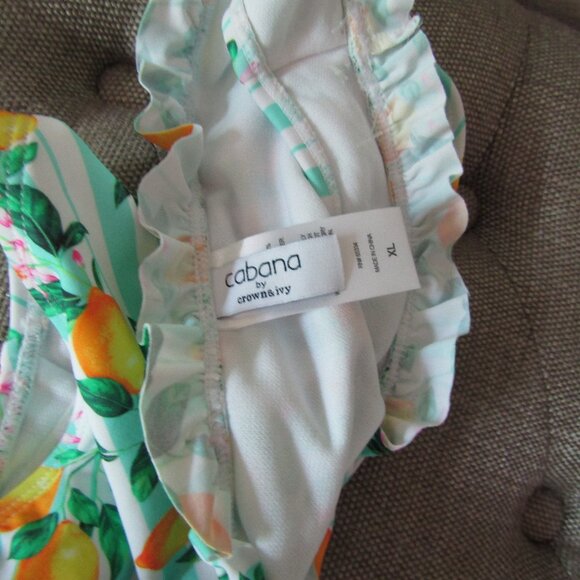 NEW Cabana by Crown & Ivy Lemonade Party Ruffle Hipster Swim Bottom - Picture 3 of 5